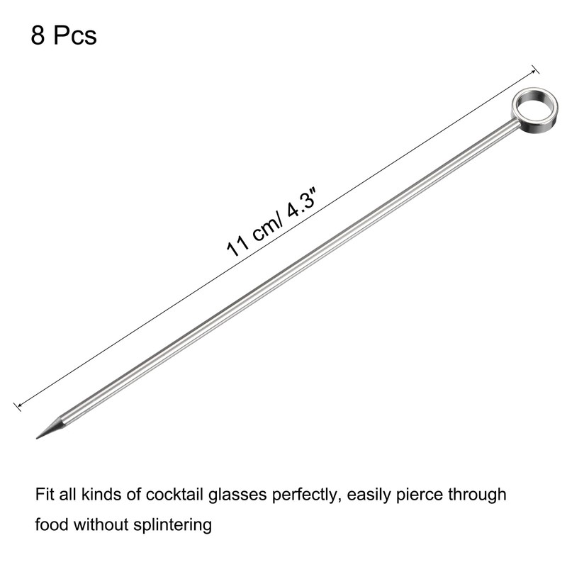 sourcing map Metal Cocktail Picks 8Pcs, Reusable Stainless Steel Cocktail