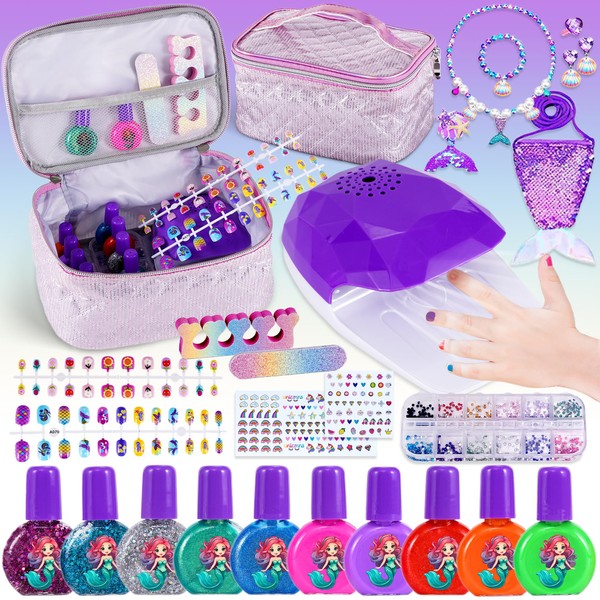 Lubibi nagelstudio kinder mädchen,Mermaid nagellack set,peel off nagellack,Nageltrockner, nagellack aufkleber,Meerjungfrau-Schmuck,Geburtstagsgeschenk,geschenk
