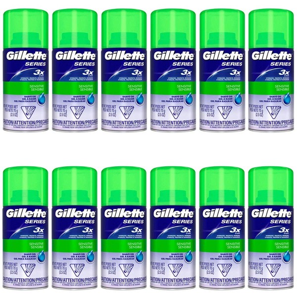 Gillette Series Shave Gel 2.5 Ounce (12 Pieces) Sensitive