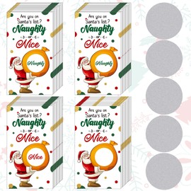 Sabary 50 Pcs Christmas Scratch off Game for Christmas Party Christmas Scratch off Cards Naughty or Nice Holiday Scratch off Cards Santa Claus Festive Raffle Tickets for Adults Xmas Party Favors