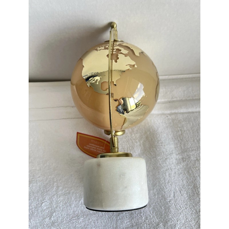 Globe NWT Glass Globe On Marble Alabaster Stand Mirrored Gold