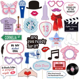 31pcs ERAS Party Photo Booth Props, Signs for Era Party Backdrop and Selfie Station, Bachelorette Backdrop, Concert Birthday Party Photo Booth, Birthday Background Decorations
