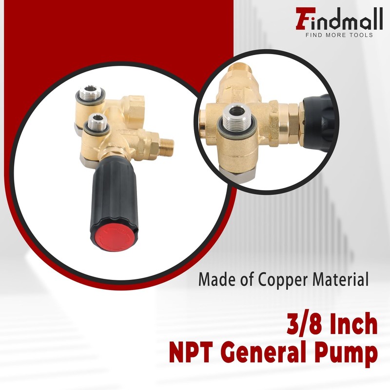 findmall Pressure Washer Regulator 1/2 Female Inlet, 3/8 Male Outlet,