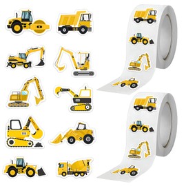MANSVS 1000 PCS Construction Stickers, Excavator Stickers Roll, Funny Truck Excavator Construction Themed Vehicle Stickers, 2 Roll
