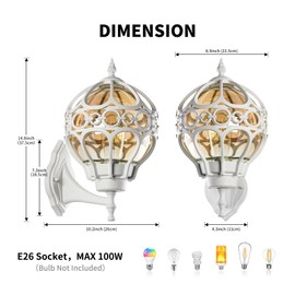 Zanritelit Globe Outdoor Wall Light for Porch Patio Yard, White Aluminum Outdoor Wall Mounted Light Fixtures, Sphere Outside House Sconces Lights Wall Mount Waterproof Outside Wall Lantern, 1 Pack