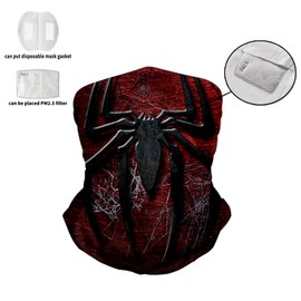 Trimming Shop Neck Gaiter Bandana Face Mask for Men Women Face & Neck Covering Dust Wind Protect Scarf Washable Breathable Reusable Walk Hiking Cycle Motorcycle Outdoor (3D Black Spider)