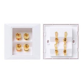 fivekim Wall Socket Audio Video Panel Speaker Junction Box Power Outlet Speaker Panel Socket White