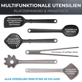 ovisine Sénart Kitchen Utensil Set | 6 Pieces with Stand | Heat Resistant | Kitchen Utensil Set | Kitchen Accessories | Cooking Cutlery Set | Cookware | Dishwasher Safe