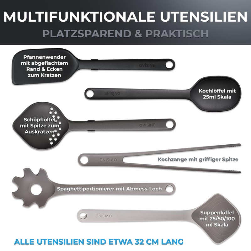 ovisine Sénart Kitchen Utensil Set | 6 Pieces with Stand