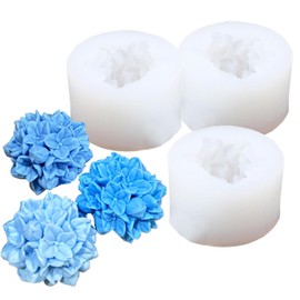 3 piezas de molde de silicona de hortensia para jabón y velas, molde de flores para bricolaje, regalo de verano azul