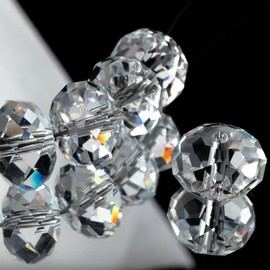 Dowarm 400 Pieces 4mm Briolette Crystal Glass Beads for Jewelry Making, Rondelle Crystal Beads for Crafts Wind Chimes Suncatchers Wine Charms, Briolette Spacer Beads (Crystal Clear, White)