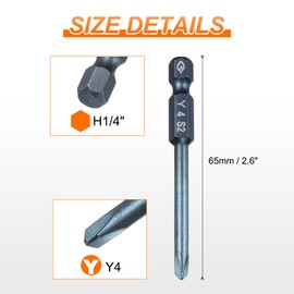 sourcing map 5pcs Y-Shaped Screwdriver Bit 1/4" Hex Shank Y4 Magnetic Head 2.6" Length S2 Steel Tri Wings Screw Driver Bit for Repair Work Electric Screwdriver, Blue