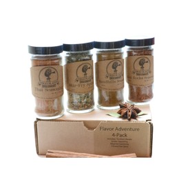 Flavor Adventure 4-Pack Gift Set of 4 ~ Gift Set by High Plains Spice Company ~ Gourmet Meat and Veggie Spice Blends & Rubs For Beef, Chicken, Veggies & All Recipes ~ Spice Blends In Colorado