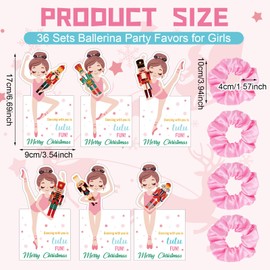 Maysing 36 Sets Nutcracker Ballet Scrunchie with Ballet Themed Thank You Cards Dance Recital Gifts for Christmas Stuffers Ballerina Birthday Party Decorations Supplies