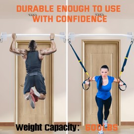 HWOOUSA Pull Up Bar Wall Mounted-Heavy Duty Joist Mounted Pull Up Bar-Premium Strength Training Pull-Up Bars-Fast and Easy Installation for Home and Garage Use,Supports up to 600 Lbs (White)