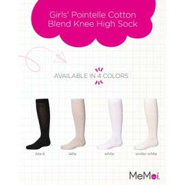 MeMoi Girls' Pointelle Cotton Blend Knee High Sock White 12
