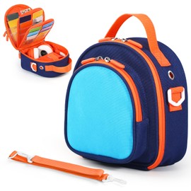 Carrying Case Compatible with Yoto Mini (2024 Edition),30 Cards Storage Bag with Handle and Shoulder Strap, Travel Storage box for Player & Headphone Accessories (Blue)