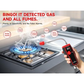 Carbon Monoxide Detector, 12 Inch Long Bendable Sensor, Alarms Battery Operated, Handheld Carbon Dioxide Detector Portable, Tick Tock Beep, Lighted Warning 3 in 1 Detector for Camping, Home & RV