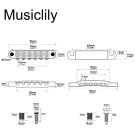Musiclily ABR-1 Style Tune-o-matic Bridge and Tailpiece with Anchors and Studs Set for Epiphone Les Paul SG Style Electric Guitar,Black