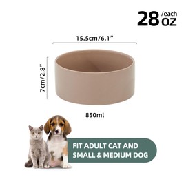 Havniva Ceramic Dog Bowls for Small and Medium Breed Dog Dish Pet Food and Water Bowl (Set of 2 Bowls - Brown Coffee, 6''D)