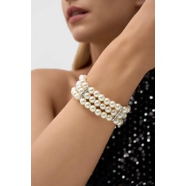 BABEYOND 1920s Bracelet Women's Beads Flashing Crystal Bracelet 20s Party Accessory Bracelet Women's Gatsby Costume Accessory, Rhinestone, imitation pearls and metal alloy