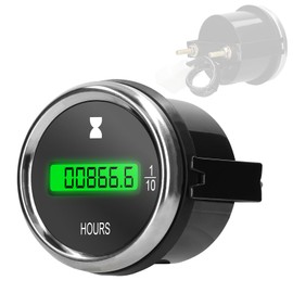 Hour Meter Gauge Digital Timer 12 24V 52mm for Car Truck Marine Boat with Resolution 0.1 Hours