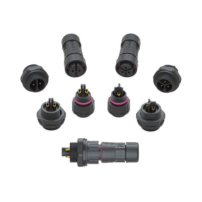 AOHUA IP68 Waterproof Connector (4-Pack), M20 2-Pin Industrial/Aviation Connector, (300V/15A)