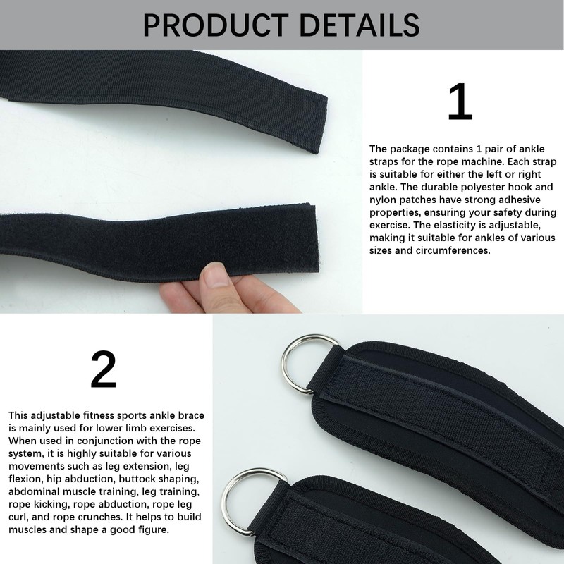 Lifting Straps with D Rings Wrist Cuff Cable Attachment Adjustable