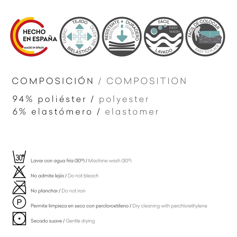 Eysa Pack of 2 Bi-Elastic Chair Covers without Backrest Dark