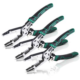 Duogalia 10-in-1 Wire Stripper Pliers, Cable cutters, 9" Multifunctional Combination Plier with Wire Stripper Crimper Cutter, Screw Gripping Pliers Hand Tool for Electrical Engineer (3PC)