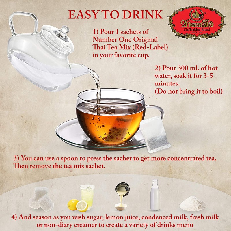 Number One Original Thai Tea Bags Red Label for Iced