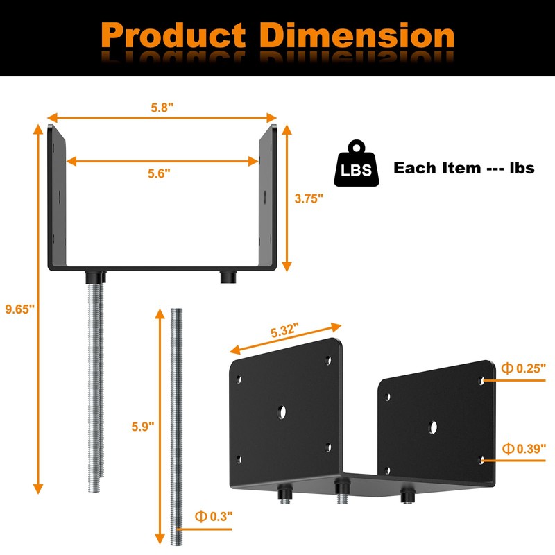 FMhotu 6x6 Concrete Post Base(2 PCS), Deck Post Base Holder