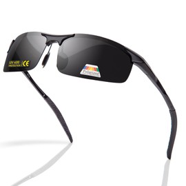 [Epavouos] Men's Polarized Sports Sunglasses, Ultra Lightweight Metal Frame, UV400 UV Protection, For Driving, Golf, Fishing, Running, multicolor (black / gray)