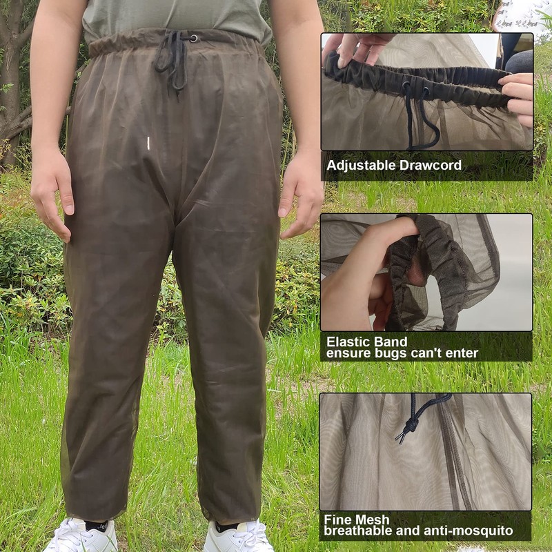 Aventik No-See-Um Mesh Mosquito Pants for Outdoor, Multiple Sizes to