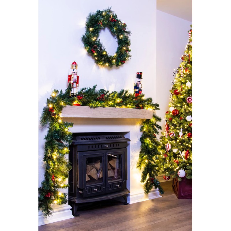 Christmas Wreath 60cm PVC Pine Needle | Pre-lit |Pre-Decorated |