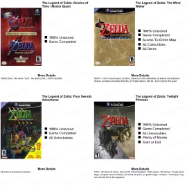 Unbraded Unlocked The Legend of Zelda Saves Completed GameCube Memory Card