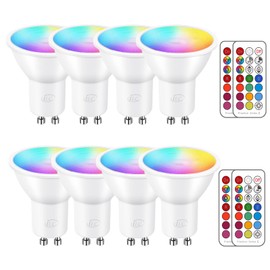 ILC GU10 LED Light Bulb 40 Watt Equivalent Color Changing 12 Colors 5W Dimmable Warm White 2700K RGB LED Light Bulbs with Remote Control (Pack of 8)