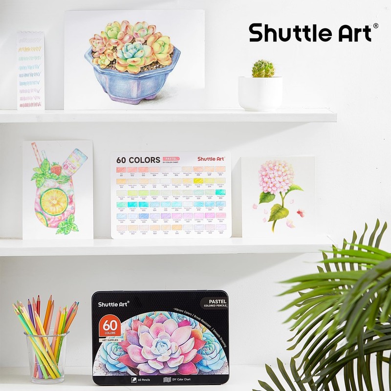 Shuttle Art Colored Pencils, 60-Color Set - Pastel Color Pens