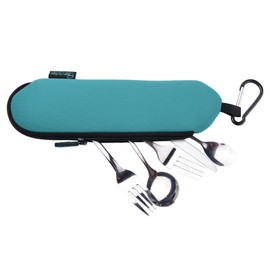 Beautyflier Neoprene Flatware Tableware Bag 3mm Thick Collapsible Cutlery Pouch for Travel Cutlery Set Utensil Set (Not Included Cutlery)