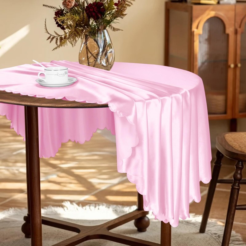 KKJIAF 1 Pack 108Inch Round Table Cloth, Light Pink Tablecloth