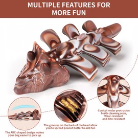 Sinmaklin Indestructible Dog Toys for Aggressive Chewers, Long Lasting Beef Flavour Nylon Chew Toys, Strong Toys for Medium and Large Dogs, Tough Dog Chew Toy for Boredom Teeth Cleaning Triceratops