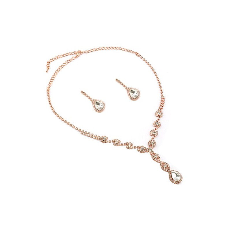 topwholesalejewel Juego de joyas de boda chapado en oro rosa,