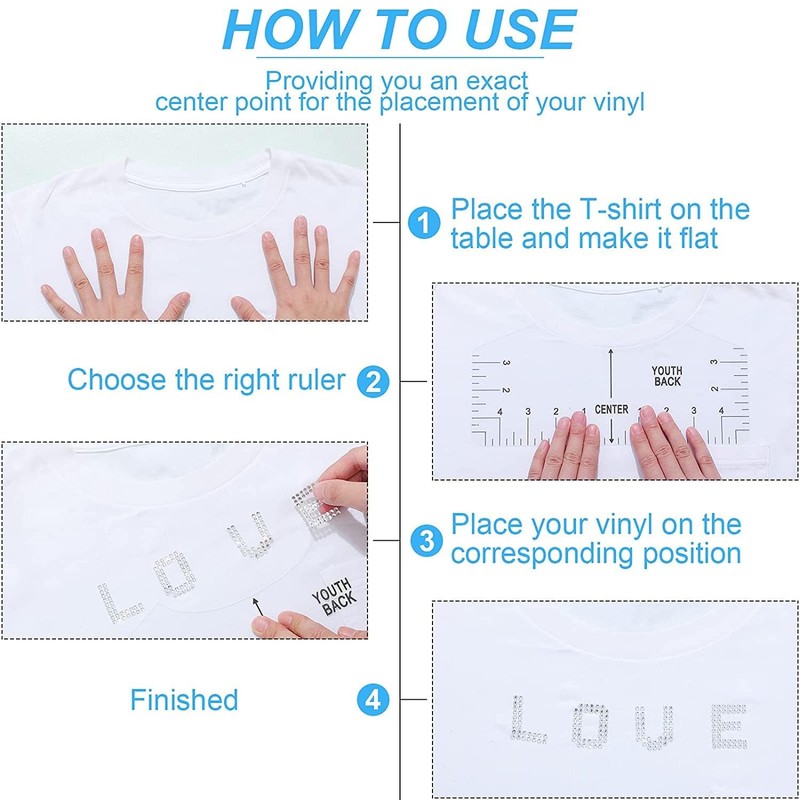 Powerful 14PCS T-Shirt Ruler Guide Alignment Tool Vinyl Center Design