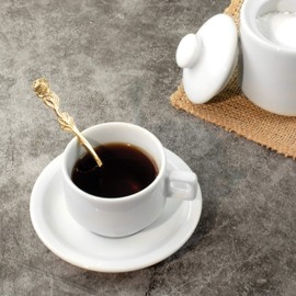 HIC Demi Spoon Set, Rose Design, Gold Plated Stainless Steel, Set of 4