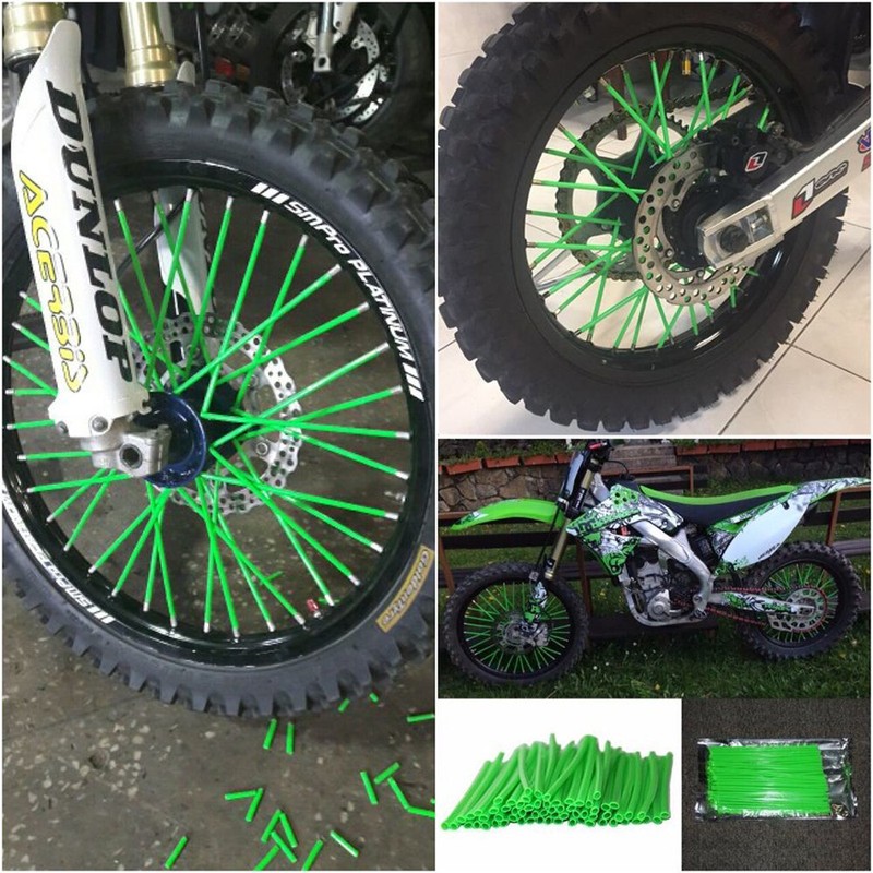 JFG RACING 72 Pcs Green Motorcycle Spoke Covers Guards For