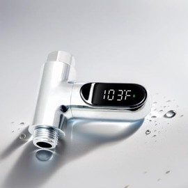 Termómetro de ducha LED con visualización digital de lectura instantánea, termómetro de agua para baño de bebé, soporte Fahrenheit Celsius, visualización giratoria de 360° para el hogar, baño, cocina,