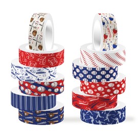 CC HOME 12 Rolls Washi Tape Baseball Pattern Decorative 15 mm Masking Tape Sports Aesthetics Decorative Stickers Scrapbooking Tape Craft Supplies for DIY, Crafts, Diary, Albums
