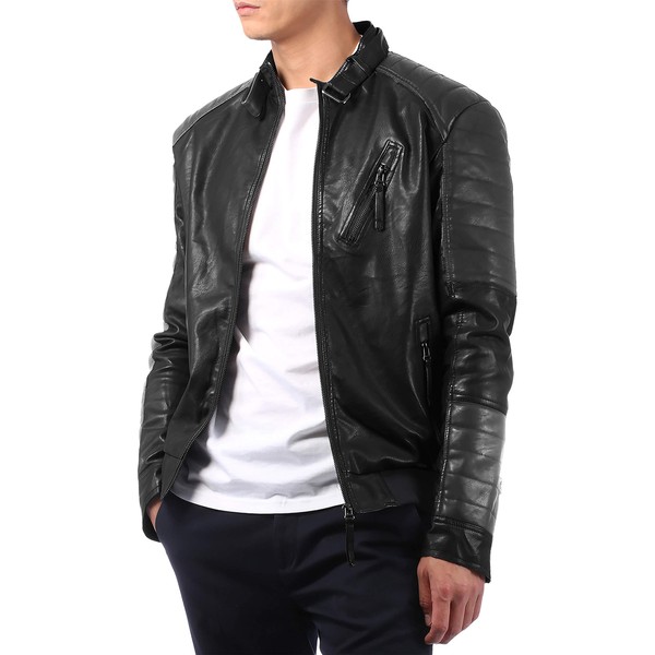 Hat and Beyond Mens Premium Faux Leather Jacket Motorcycle Rider