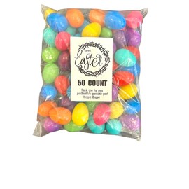 Pre Filled Chocolate Candy Plastic Easter Eggs with Free Unique Shopper Egg Token (50)