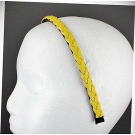 Perfect Hairstyle with Our Hair Accessories - Yellow Faux Leather Braid Braided Headband Thin 3/8" Wide Narrow Hair Band Fashionable Hair Accessory Hair Jewelry Accessories for Lady Women